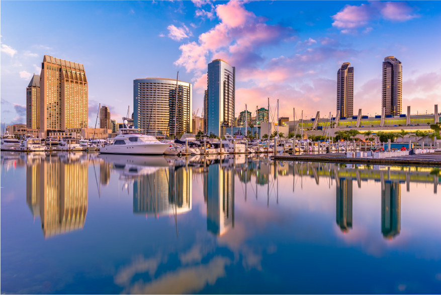 Waterfront view of San Diego, California, USA