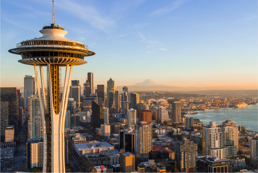 Seattle Skyline at Sunset with Space needle