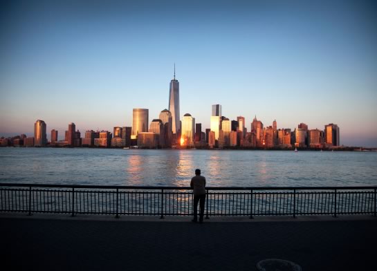 City skyline in the evening