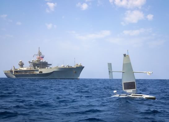 US Navy ship in the ocean